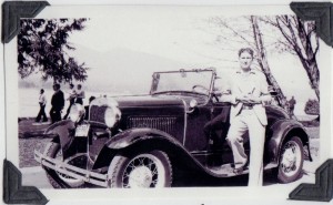 Jim Finucane with his first car a 1930 Ford Model A. Photo taken 1937