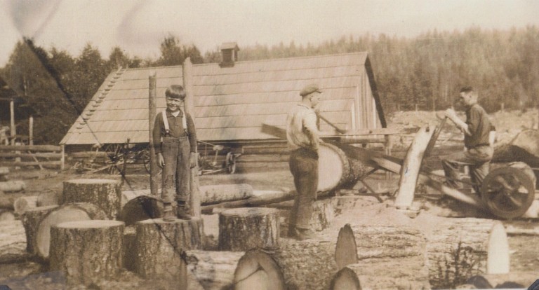 Sawing Wood on the Anderson Farm